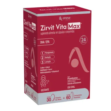 Zirvit Vita Max Gestante Sabor Framboesa 30 C&aacute;psulas Gelatinosa Moles + 60 Compridos Revestidos