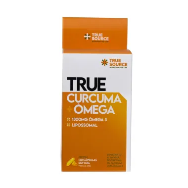 True Curcuma + &Ocirc;mega 3 1300mg Lipossomal True com 120 C&aacute;psulas Softgel