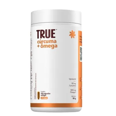 True Curcuma + &Ocirc;mega 3 1300mg Lipossomal True com 120 C&aacute;psulas Softgel
