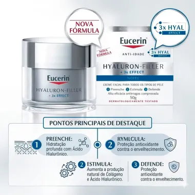 Creme Facial Anti-idade Eucerin Hyaluron Filler 3x Effect Noite 50g