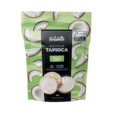 Biscoito de Tapioca Naturatta Cobertura Sabor Coco 60g