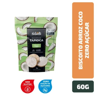 Biscoito de Tapioca Naturatta Cobertura Sabor Coco 60g