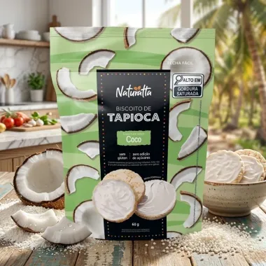 Biscoito de Tapioca Naturatta Cobertura Sabor Coco 60g