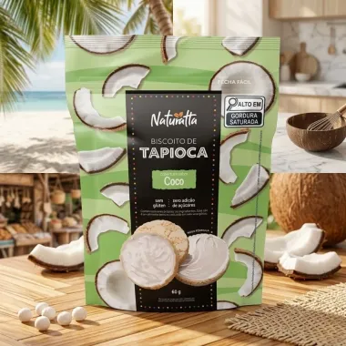 Biscoito de Tapioca Naturatta Cobertura Sabor Coco 60g