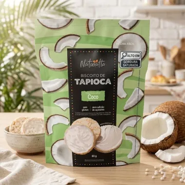 Biscoito de Tapioca Naturatta Cobertura Sabor Coco 60g
