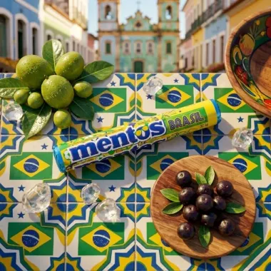 Balas Mentos Mastig&aacute;veis Sabor Ma&ccedil;a Verde e Lim&atilde;o Brasil 37,5g
