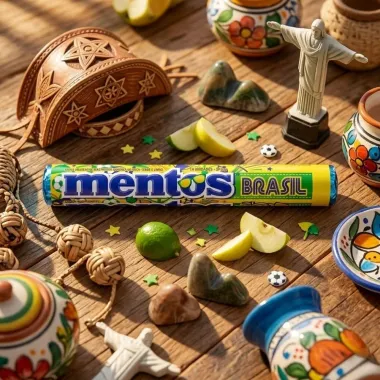 Balas Mentos Mastig&aacute;veis Sabor Ma&ccedil;a Verde e Lim&atilde;o Brasil 37,5g
