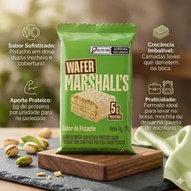 Wafer Proteico Marshall's Sabor Pistache 26g