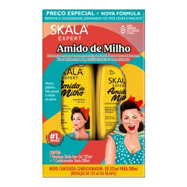 Shampoo 325ml e Condicionador 200ml Skala Expert Amido de Milho Hidrata&ccedil;&atilde;o Restauradora e Brilho Pre&ccedil;o Especial