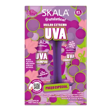 Shampoo 325ml e Condicionador 200ml Skala Frut&aacute;stica Uva Brilho Extremo Pre&ccedil;o Especial