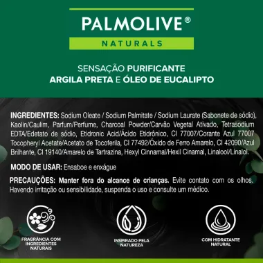 Sabonete em Barra Palmolive Naturals Sensa&ccedil;&atilde;o Purificante Argila Preta e &Oacute;leo de Eucalipto 150g