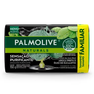 Sabonete em Barra Palmolive Naturals Sensa&ccedil;&atilde;o Purificante Argila Preta e &Oacute;leo de Eucalipto 150g