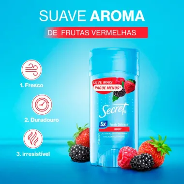 Desodorante Secret Berry Fresh Defense Antitranspirante Gel Invis&iacute;vel Stick 73g