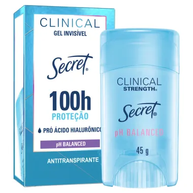 Desodorante Secret Stick Clinical Strength pH Balanced Gel Invis&iacute;vel 100h Prote&ccedil;&atilde;o 45g