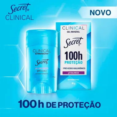 Desodorante Secret Stick Clinical Strength pH Balanced Gel Invis&iacute;vel 100h Prote&ccedil;&atilde;o 45g