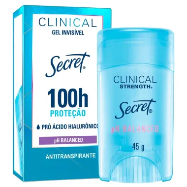 Desodorante Secret Stick Clinical Strength pH Balanced Gel Invis&iacute;vel 100h Prote&ccedil;&atilde;o 45g