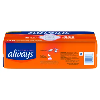Absorvente Always Dia Ultra Suave Fluxo M&eacute;dio com Abas 48 Unidades Leve Mais Por Menos
