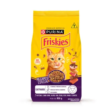 Ra&ccedil;&atilde;o para Gatos Friskies Castrados Megamix Especial 850g