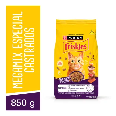 Ra&ccedil;&atilde;o para Gatos Friskies Castrados Megamix Especial 850g