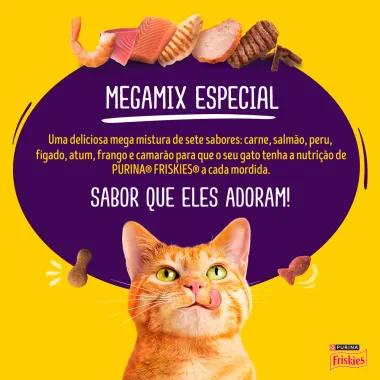 Ra&ccedil;&atilde;o para Gatos Friskies Castrados Megamix Especial 850g