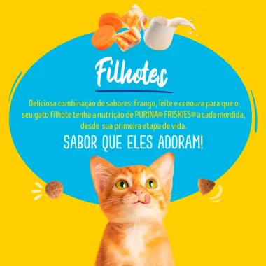 Ra&ccedil;&atilde;o para Gatos Friskies Filhotes Sabor Frango, Leite e Cenoura 850g