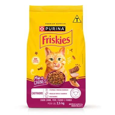 Ra&ccedil;&atilde;o para Gatos Friskies Castrados Mix de Carnes 2,5kg