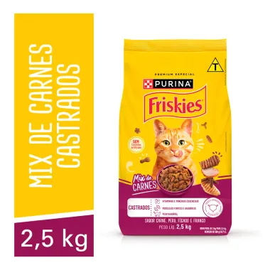 Ra&ccedil;&atilde;o para Gatos Friskies Castrados Mix de Carnes 2,5kg