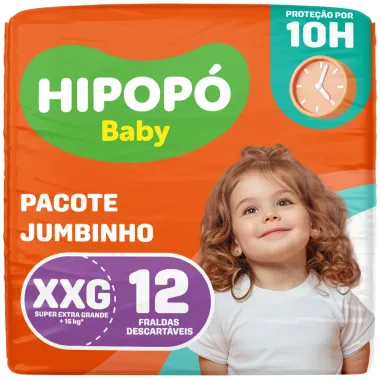 Fralda Hipop&oacute; Baby Tamanho XXG Pacote Jumbinho 12 Unidades Descart&aacute;veis
