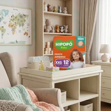 Fralda Hipop&oacute; Baby Tamanho XXG Pacote Jumbinho 12 Unidades Descart&aacute;veis