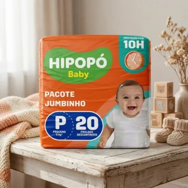Fralda Hipop&oacute; Baby Tamanho P Pacote Jumbinho 20 Unidades Descart&aacute;veis