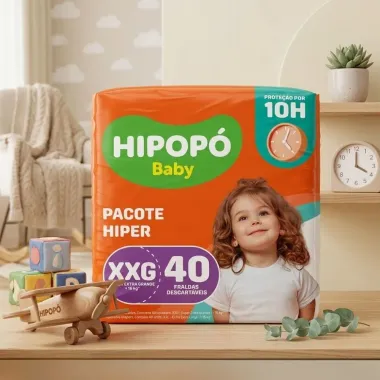 Fralda Hipop&oacute; Baby Tamanho XXG Pacote Hiper 40 Unidades Descart&aacute;veis