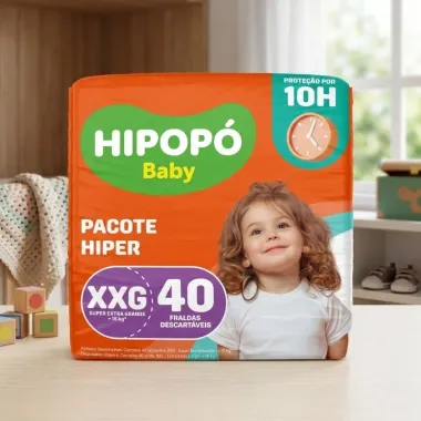 Fralda Hipop&oacute; Baby Tamanho XXG Pacote Hiper 40 Unidades Descart&aacute;veis