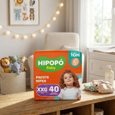 Fralda Hipop&oacute; Baby Tamanho XXG Pacote Hiper 40 Unidades Descart&aacute;veis