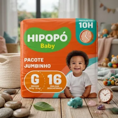 Fralda Hipop&oacute; Baby Tamanho G Pacote Jumbinho 16 Unidades Descart&aacute;veis