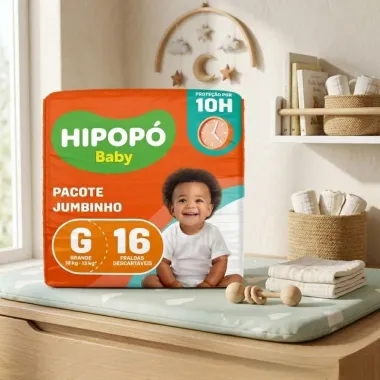 Fralda Hipop&oacute; Baby Tamanho G Pacote Jumbinho 16 Unidades Descart&aacute;veis