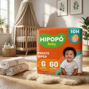 Fralda Hipop&oacute; Baby Tamanho G Pacote Hiper 70 Unidades Descart&aacute;veis