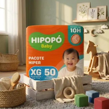 Fralda Hipop&oacute; Baby Tamanho XG Pacote Hiper 50 Unidades Descart&aacute;veis