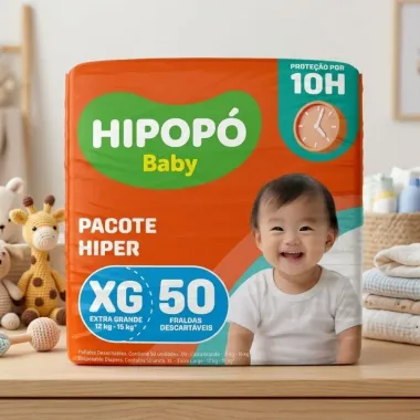 Fralda Hipop&oacute; Baby Tamanho XG Pacote Hiper 50 Unidades Descart&aacute;veis