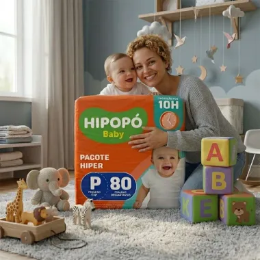 Fralda Hipop&oacute; Baby Tamanho P Pacote Hiper 80 Unidades Descart&aacute;veis