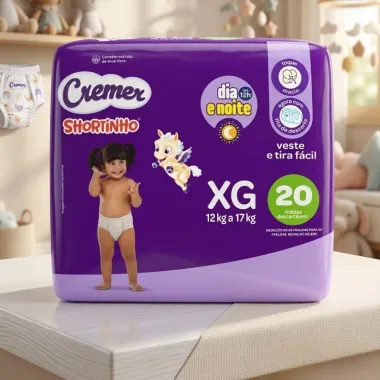 Fralda Cremer Shortinho Dia e Noite Tamanho XG com 20 Unidades Descart&aacute;veis