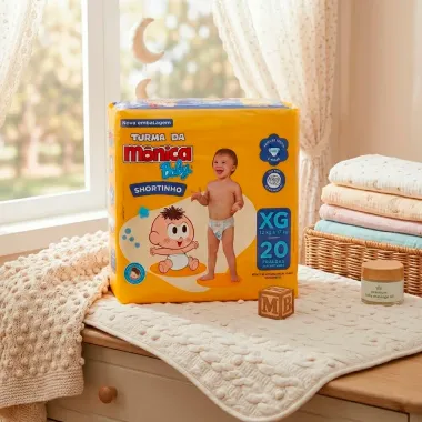 Fralda Turma da M&ocirc;nica Baby Shortinho Tamanho XG com 20 Unidades Descart&aacute;veis