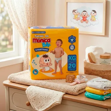 Fralda Turma da M&ocirc;nica Baby Shortinho Tamanho XG com 20 Unidades Descart&aacute;veis