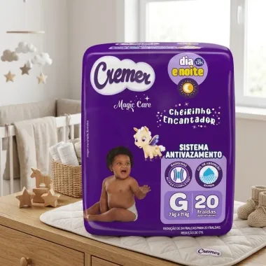Fralda Cremer Magic Care Dia e Noite Tamanho G com 20 Unidades Descart&aacute;veis