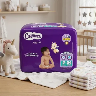 Fralda Cremer Magic Care Tamanho P com 24 Unidades Descart&aacute;veis