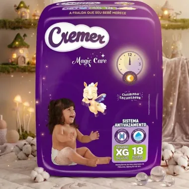 Fralda Cremer Magic Care Dia e Noite Tamanho M com 68 Unidades Descart&aacute;veis