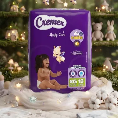 Fralda Cremer Magic Care Dia e Noite Tamanho M com 68 Unidades Descart&aacute;veis