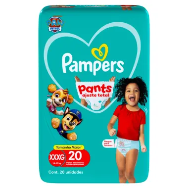 Fralda Pampers Pants Ajuste Total Tamanho XXXG com 20 Unidades Descart&aacute;veis