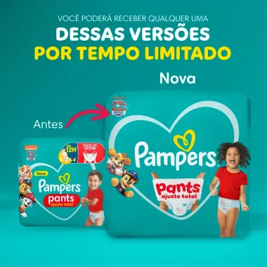 Fralda Pampers Pants Ajuste Total Tamanho XXXG com 20 Unidades Descart&aacute;veis