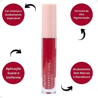 Batom L&iacute;quido Ruby Rose Perfect Lips Wildflower