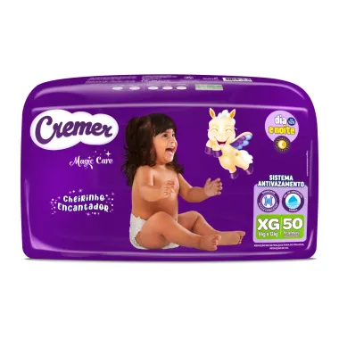 Fralda Cremer Magic Care Cheirinho Encantador Tamanho XG 50 Unidades Descart&aacute;veis